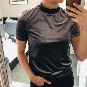 Zara Velvet Mockneck Top